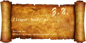 Zinger Noémi névjegykártya